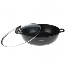CRATITA CU INTERIOR MARMORAT SI CAPAC 32CM 5L NEGR..